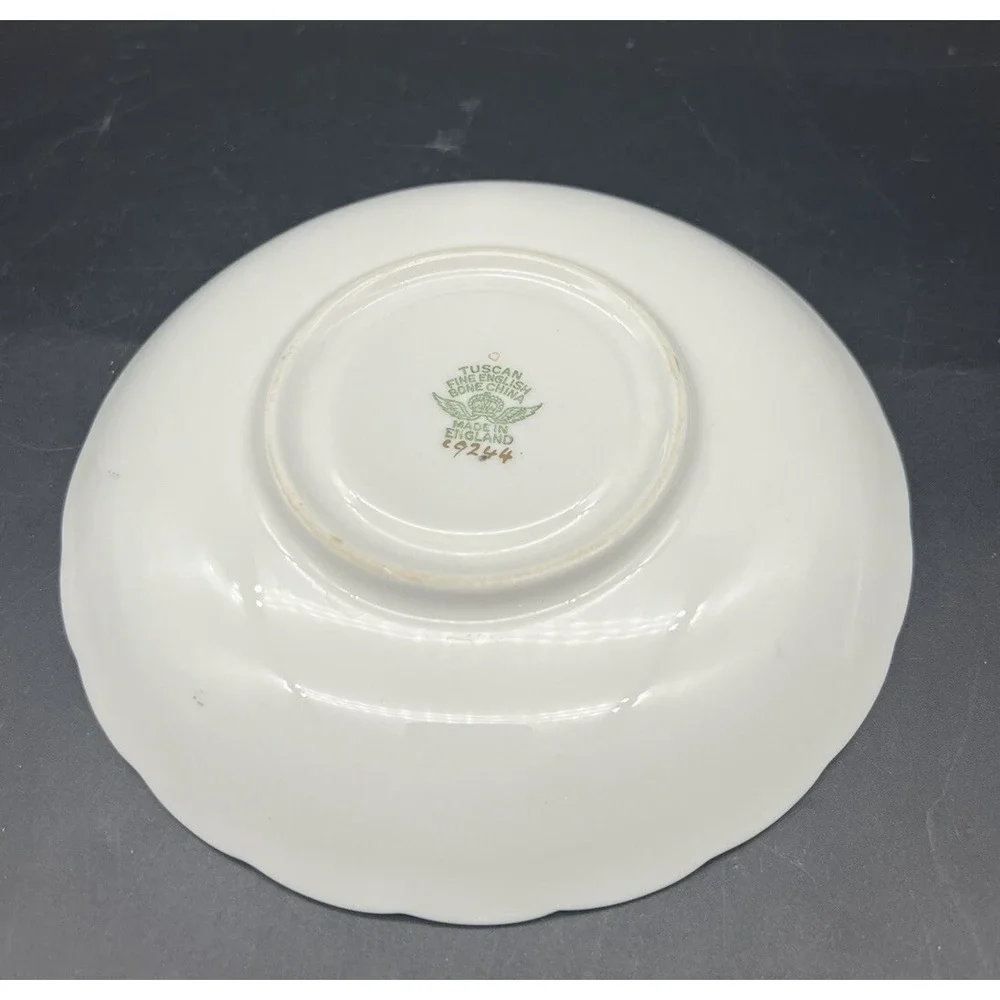 Vintage TUSCAN England Bone China Blue Golden Blossom Set Footed Cup & Saucer